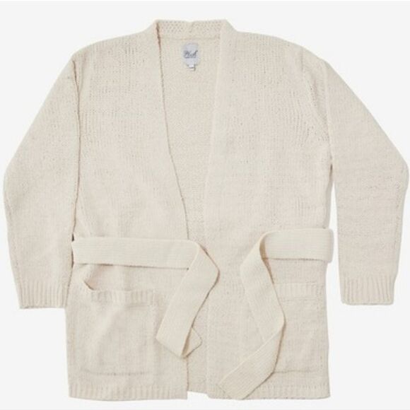 Plush Apparel Baige Cardigan With Pockets & Belt - Picture 3 of 4